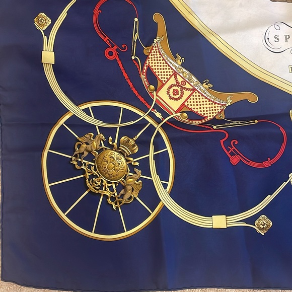 Hermes scarf vintage pattern, springs, dark blue - Picture 3 of 12